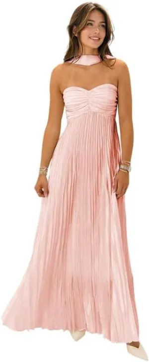 Chiffon Bridesmaid Dresses with Scarf for Women 2025 Prom Dress Long Ruched Strapless Weddding Guest Dress LS85