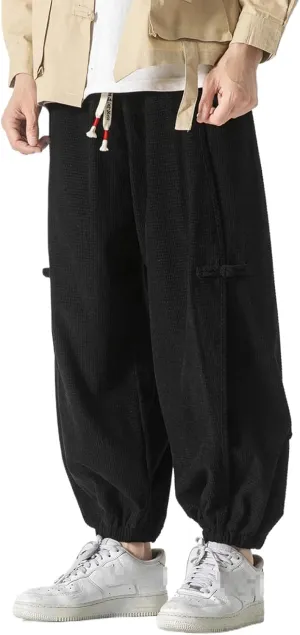Chinese Style Men Distressed Washed Casual Harem Pants Mens Streetwear Harajuku Pants Male Oversized Trousers