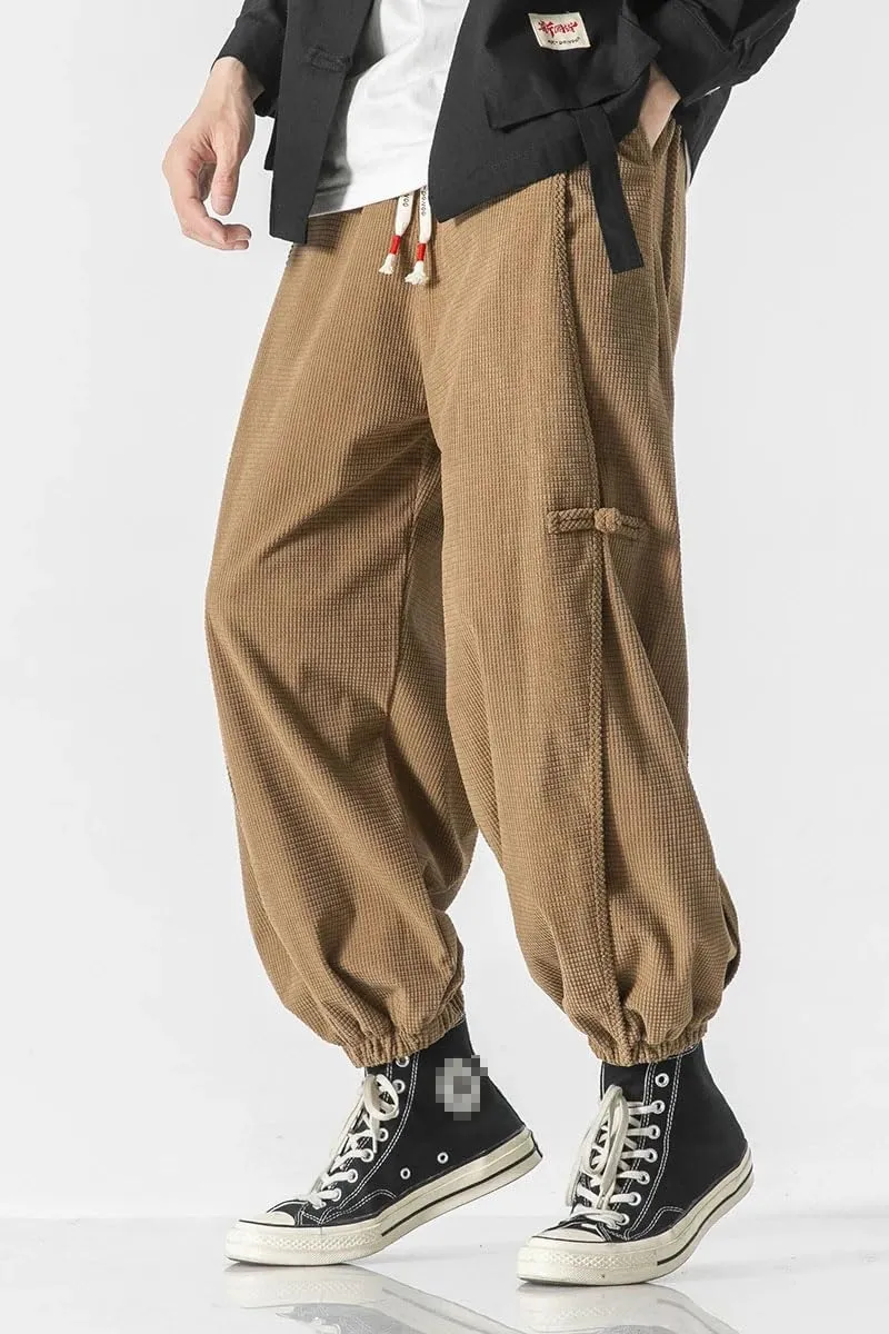 Chinese Style Men Distressed Washed Casual Harem Pants Mens Streetwear Harajuku Pants Male Oversized Trousers