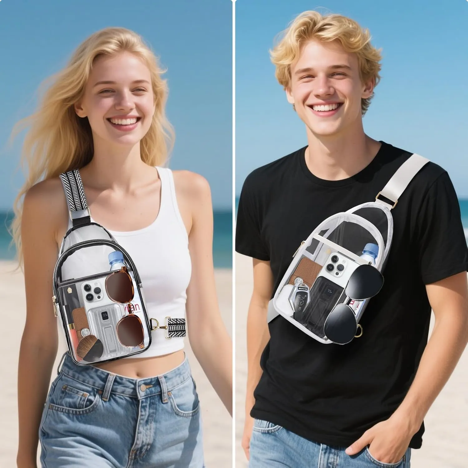 Clear Bag for Stadium Events, Clear Crossbody Bags for Women Men with Adjustable Strap for Sport Concert
