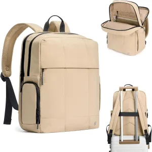 CLUCI Quilted Laptop Backpack fits 15.6" Laptop, Travel Backpack for Women, Lightweight Carry on Backpack for Airplanes, Puffy Gym Bag with Shoe Compartment (Camel)