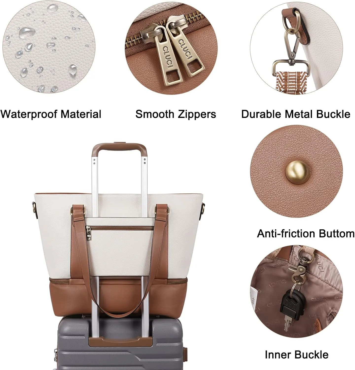 CLUCI Weekender Bag for Women Travel Leather Duffel Bag Carry on Overnight Bag