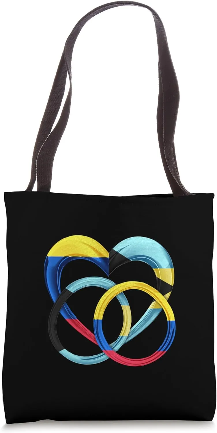 Colombia Flag Wedding Rings Heart Marriage Bahamas Tote Bag