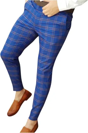Color Block Pants for Men Comfy Plaid Cotton Stretch Shaping Flat Front Casual Slim Fit Business Dress Tapered Chinos Trouser