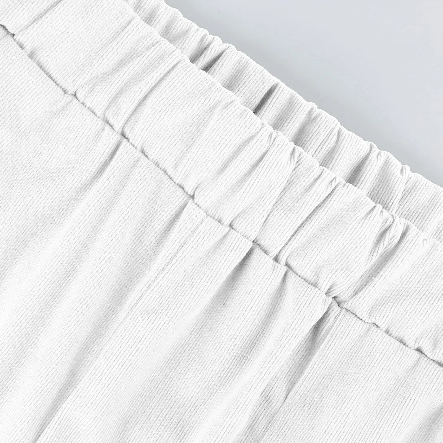Corduroy Pants Women Casual Elastic High Waist Petite Pants Straight Leg Pants Loose Comfy Trousers with Pockets