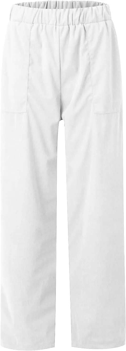 Corduroy Pants Women Casual Elastic High Waist Petite Pants Straight Leg Pants Loose Comfy Trousers with Pockets