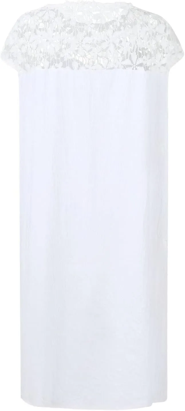 Cotton Linen Dresses for Women,2024 Summer Elegant Trendy V Neck 3/4 Sleeve Midi Dress,Casual Plain Beach Dress