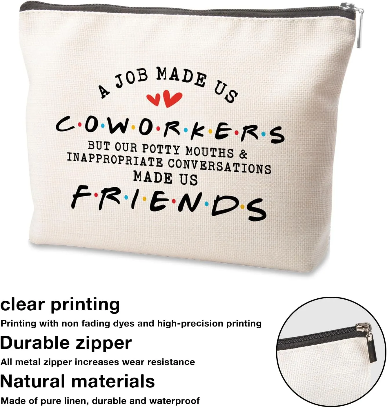 Coworker Gifts for Women Makeup Bag A Job Made Us Coworkers Oworker Friend Cosmetic Bag Make Us Friends Travel Pouch Makeup Bag Farewell Gift for Colleague Make up Bag