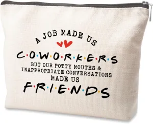 Coworker Gifts for Women Makeup Bag A Job Made Us Coworkers Oworker Friend Cosmetic Bag Make Us Friends Travel Pouch Makeup Bag Farewell Gift for Colleague Make up Bag