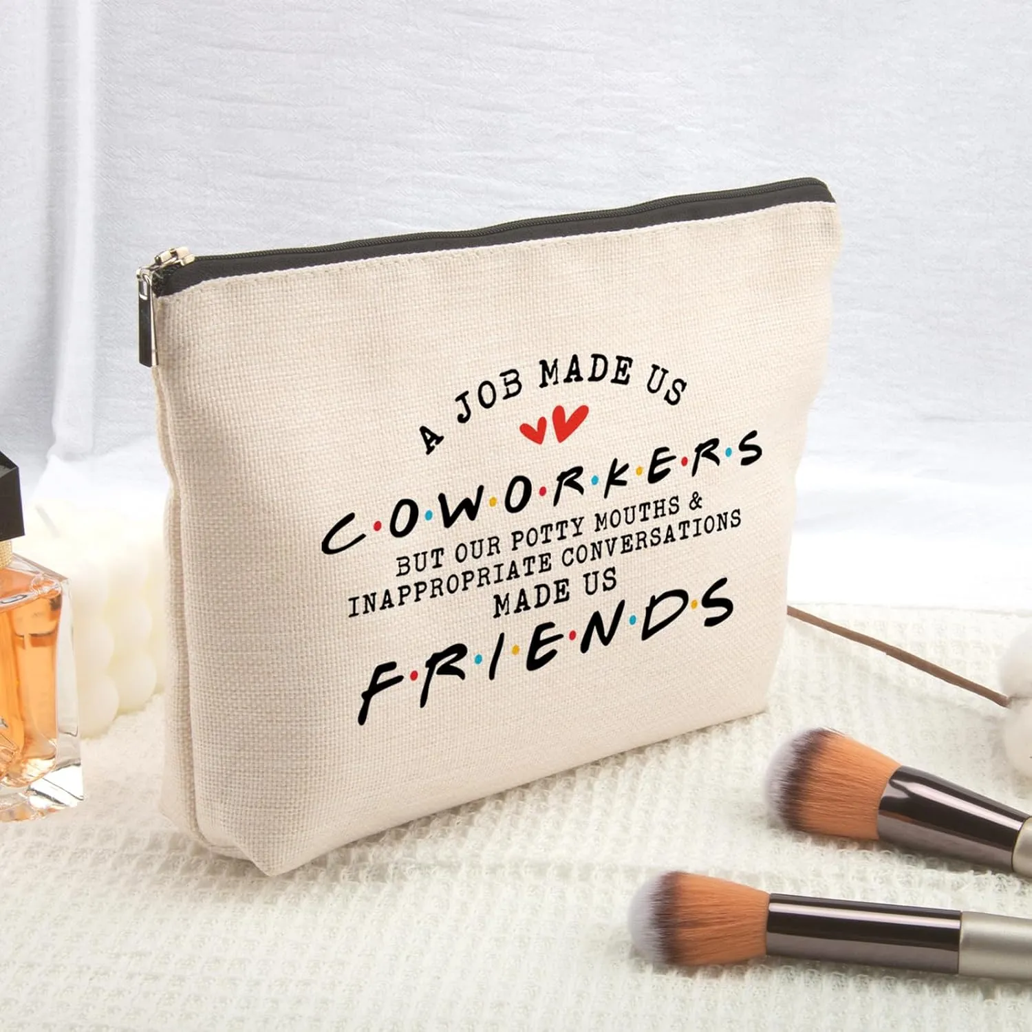 Coworker Gifts for Women Makeup Bag A Job Made Us Coworkers Oworker Friend Cosmetic Bag Make Us Friends Travel Pouch Makeup Bag Farewell Gift for Colleague Make up Bag