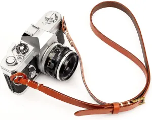 CP006 Camera Shoulder Neck Strap Brown, Four Stage Buckled Adjustable Length compatible with Mirrorless Compact Cameras