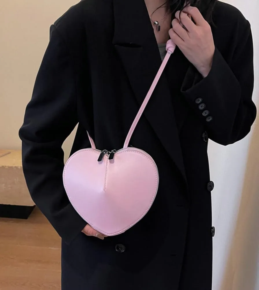 Cute Heart Crossbody Bags for Women Small Vegan Leather Shoulder Purse Evening Cross Body Handbags Party Vocation