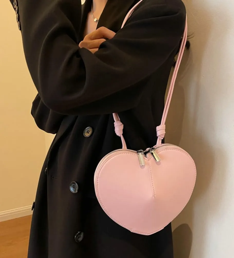 Cute Heart Crossbody Bags for Women Small Vegan Leather Shoulder Purse Evening Cross Body Handbags Party Vocation