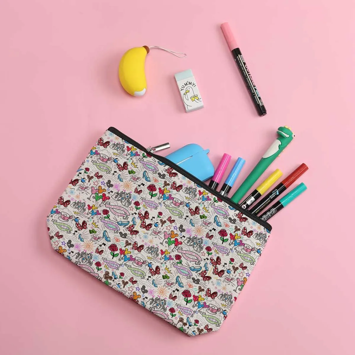 Cute Mouse Cartoon Themed Magic Makeup Bag - Graduation, Nurse, Mother's Day, Birthday Gift for Women, Movie Lovers, Girls, Best Friend, Niece - Animal Lovers Cosmetic Bag