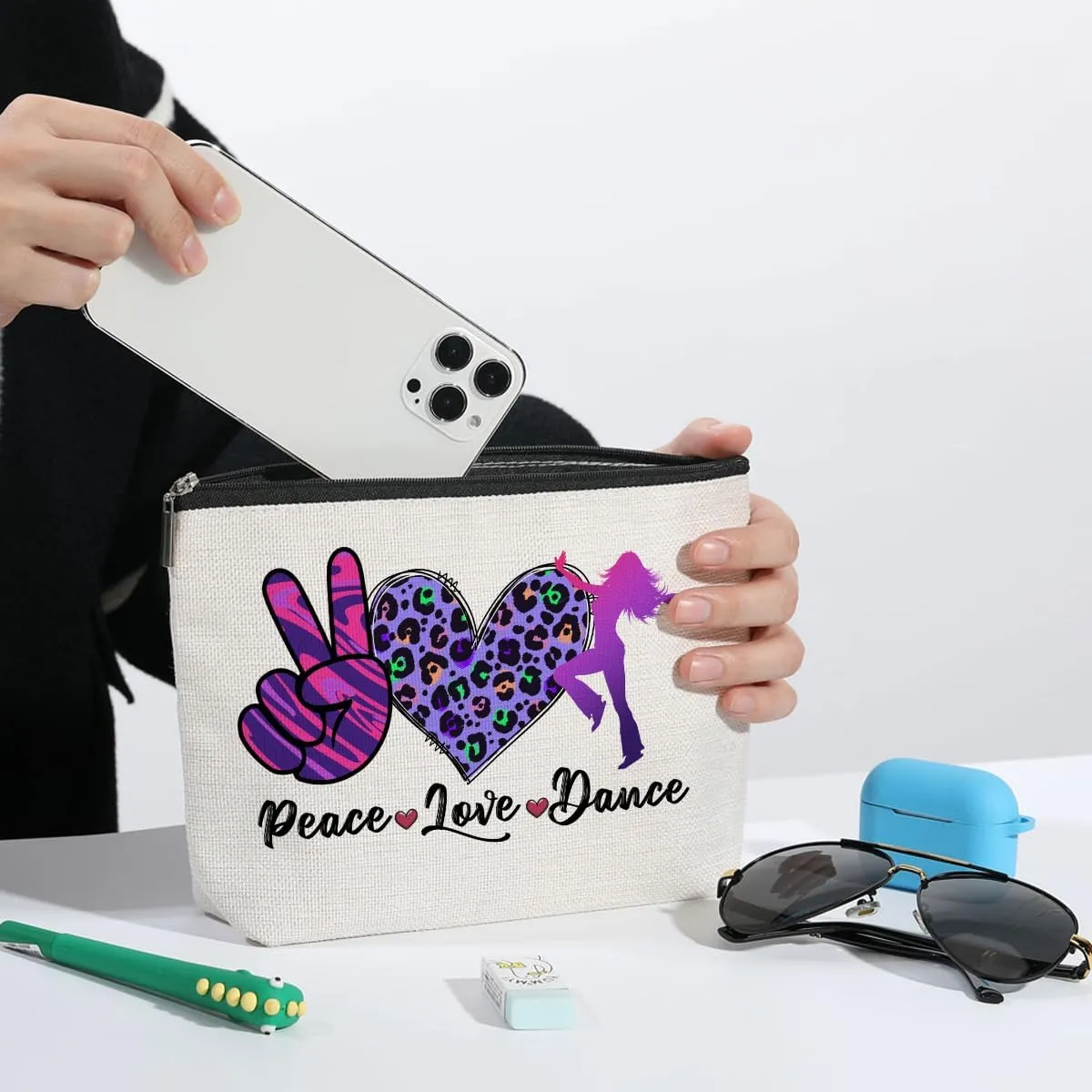 Dance Bag Dance Gifts Dance Stuff Makeup Bag Graduation Mothers Day Birthday Dance Teacher Gift Recital Gift for Women Dance Lover Coach Teacher Dancer Best Friends Daughter Sister Cosmetic Bag