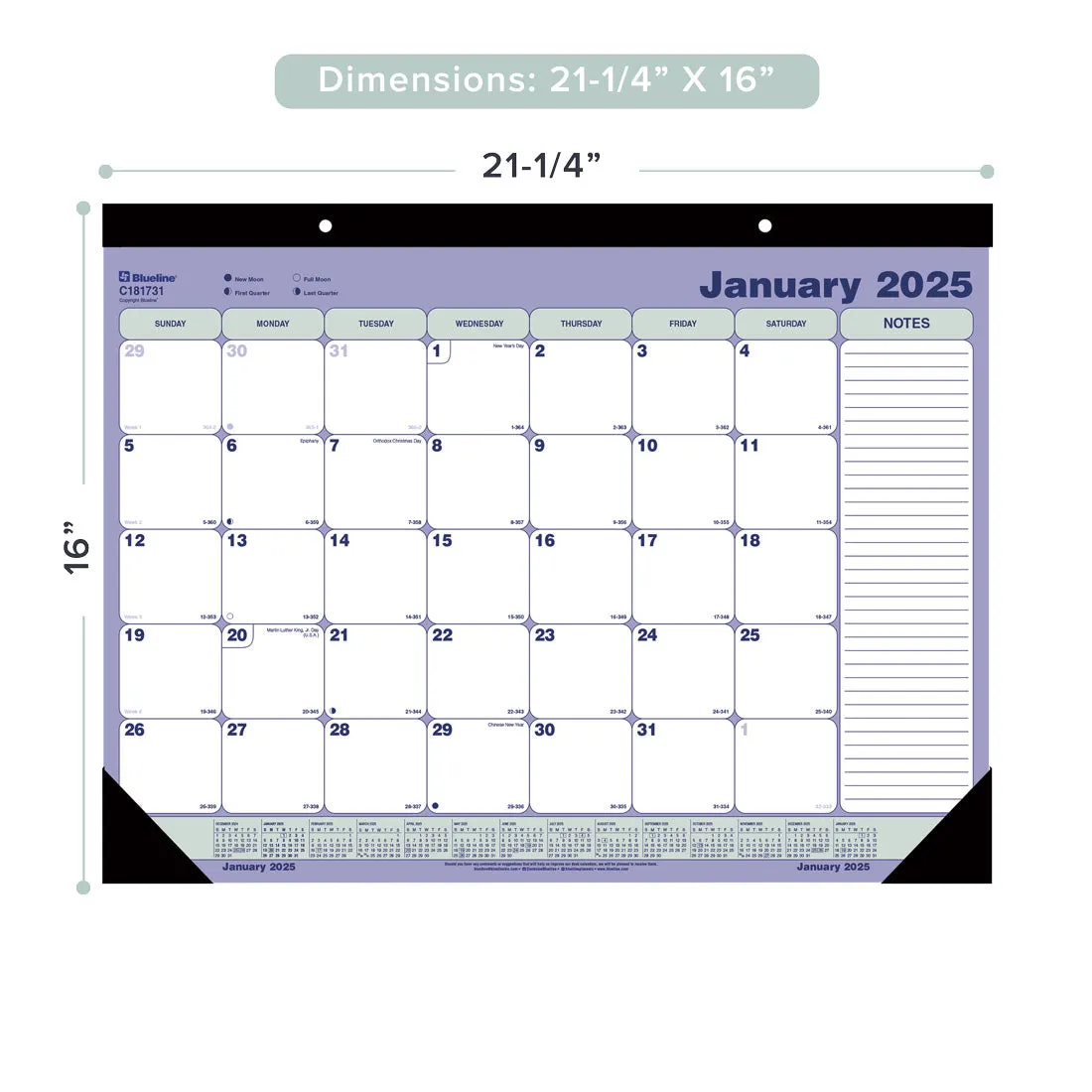 Desk Pad or Wall Calendar 2025, English (C181731-25)