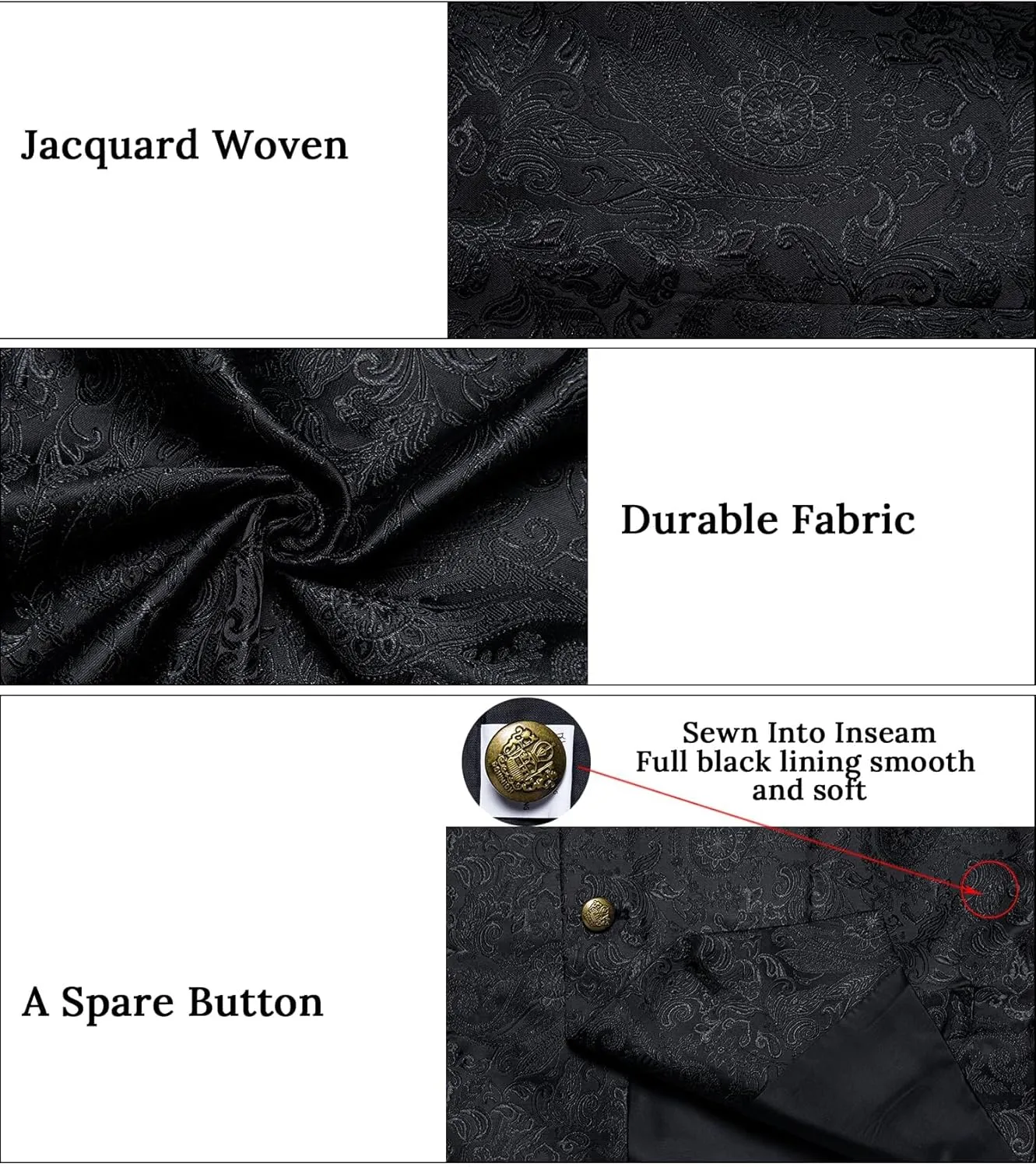 DiBanGu Silk Paisley Vest for Men Wedding Waistcoat and Necktie Bowtie Lapel Pin Set 7PCS Dress Vests for Suit or Tuxedo