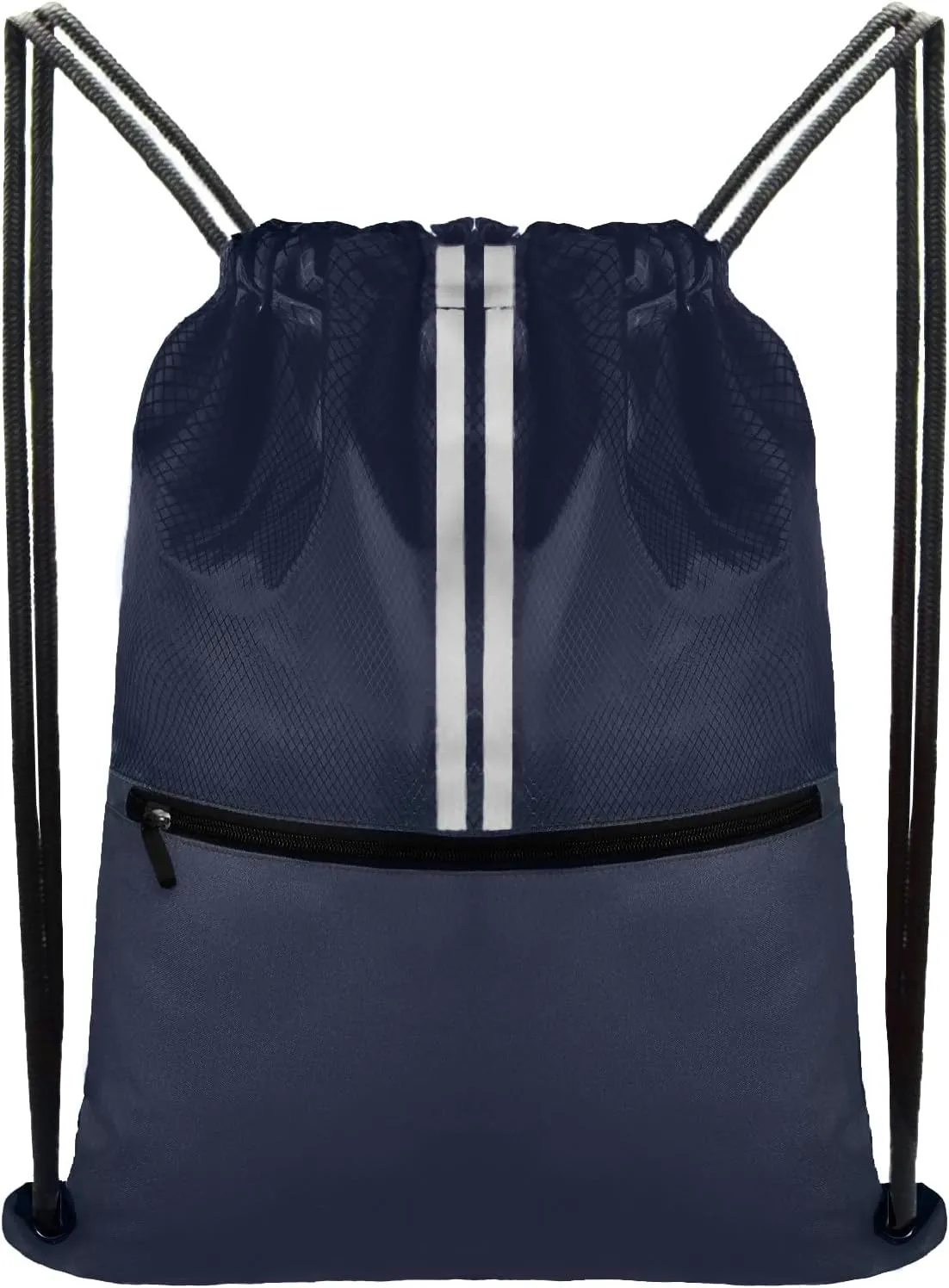Drawstring Backpack Large Sports Draw String Bag for Men and Women (Navy Blue)