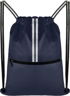 Drawstring Backpack Large Sports Draw String Bag for Men and Women (Navy Blue)