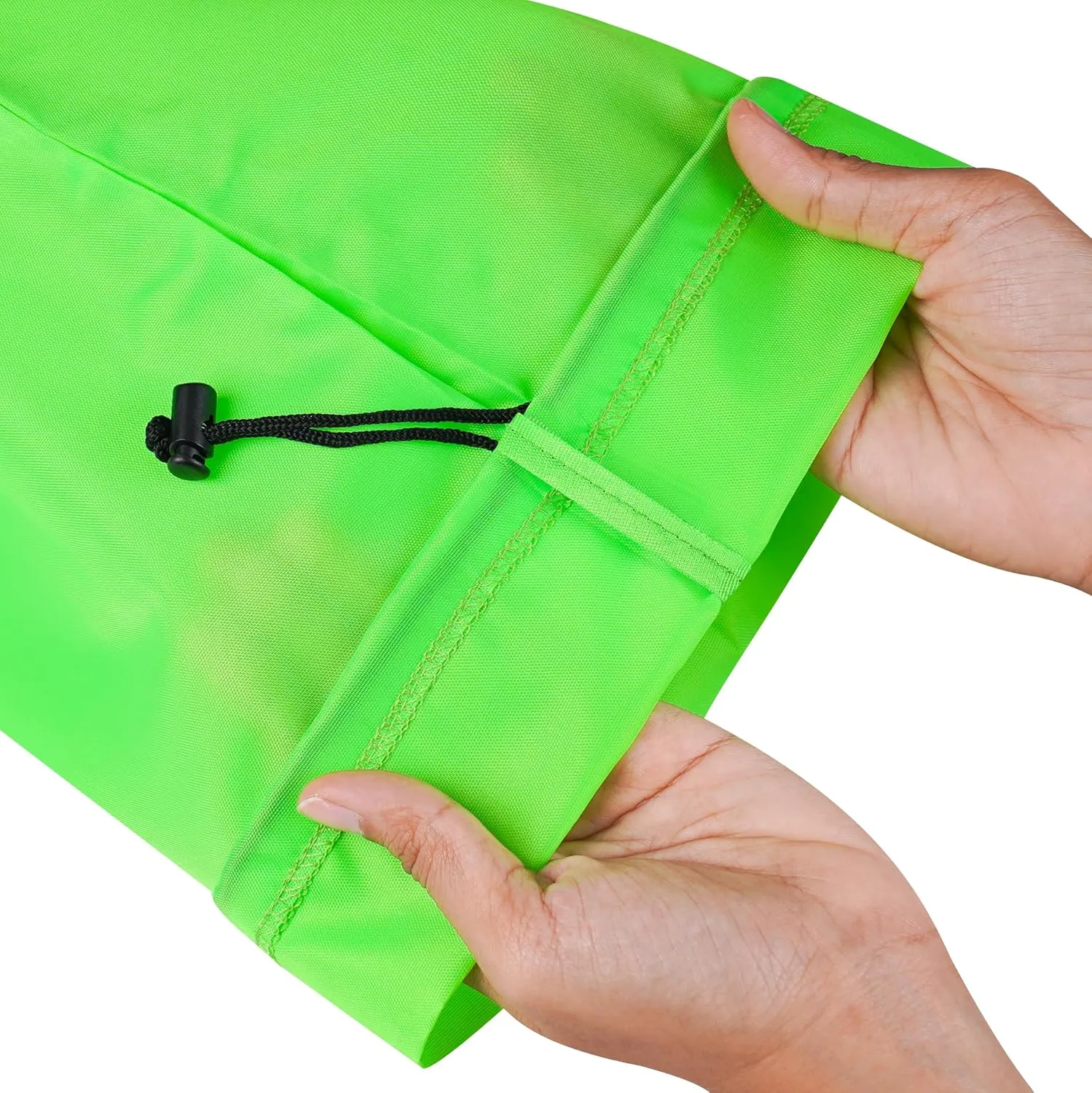 Drawstring Bag with Toggle - Nylon Cinch and Ditty Pouch (Green, 10 x 15 Inch)