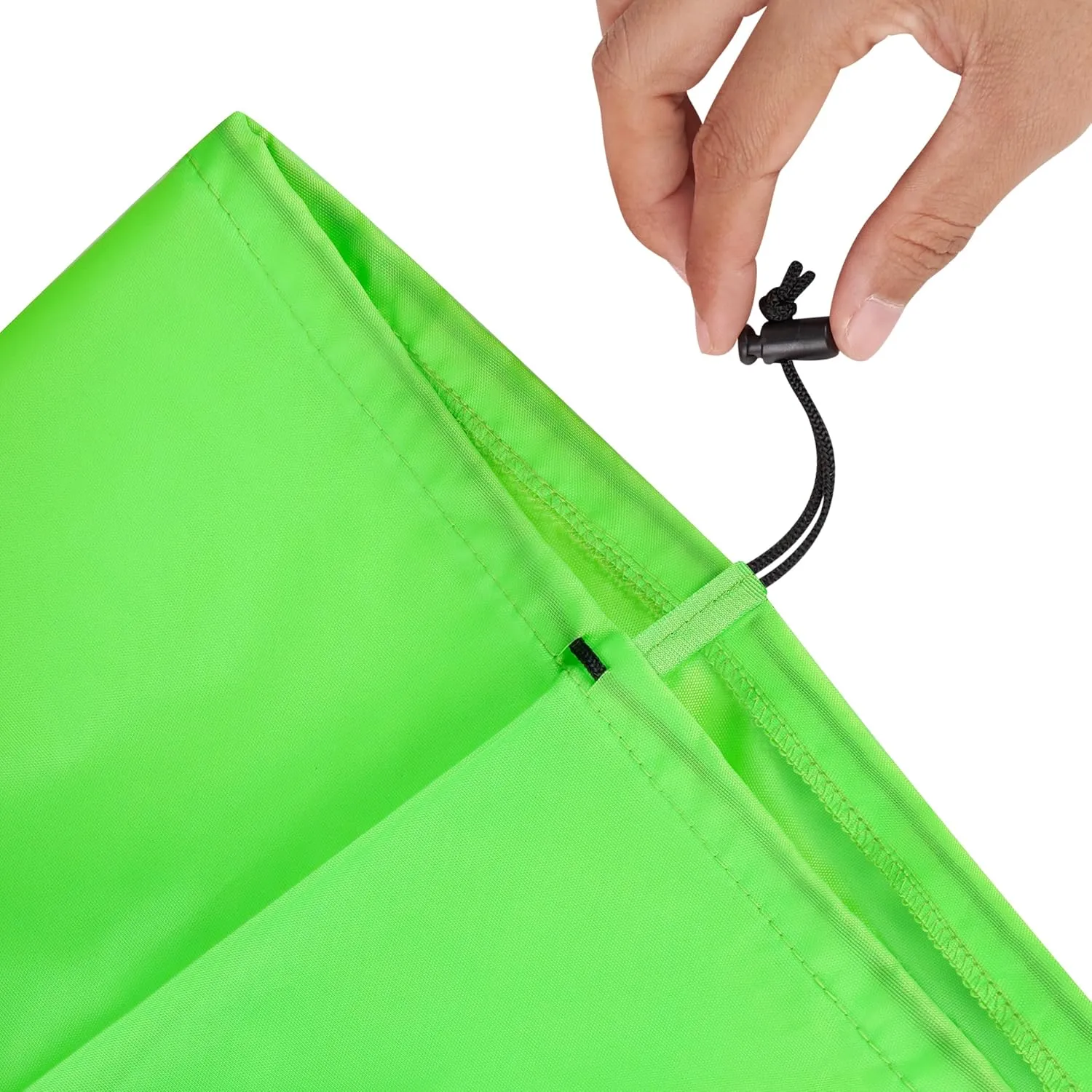 Drawstring Bag with Toggle - Nylon Cinch and Ditty Pouch (Green, 10 x 15 Inch)
