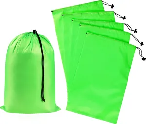 Drawstring Bag with Toggle - Nylon Cinch and Ditty Pouch (Green, 10 x 15 Inch)