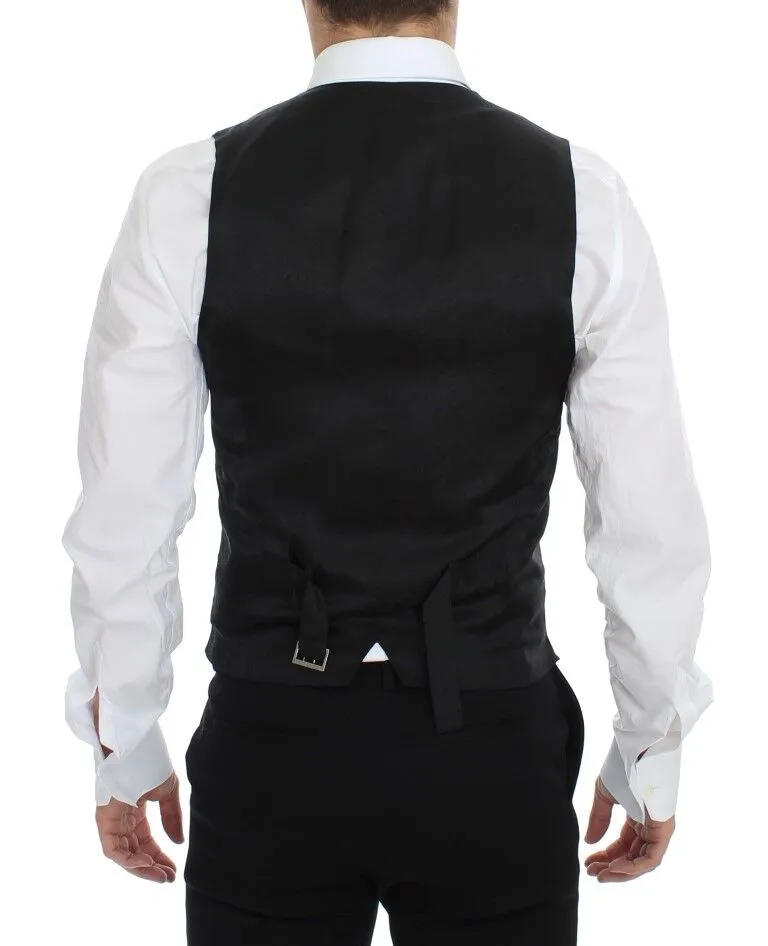 Elegant Blue Wool Dress Vest