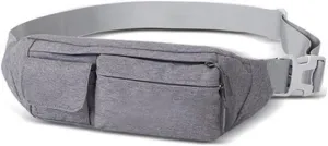 Fanny Pack Canvas Waist Bag Men's Mobile Phone Bag Sports Waist Bags Chest Bags (Gray)