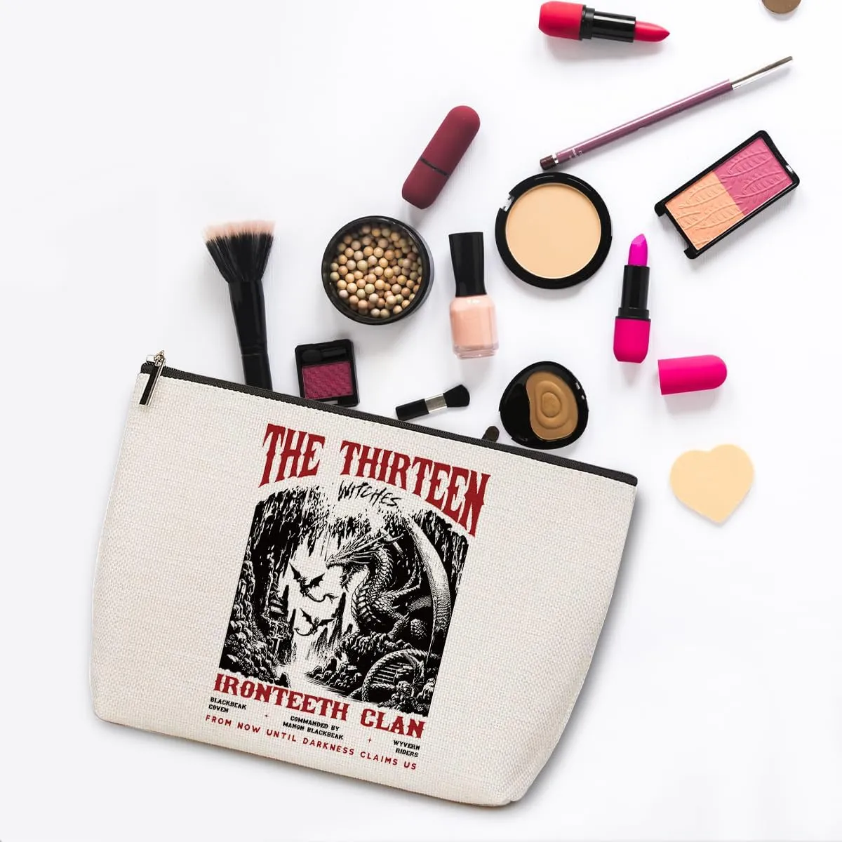 Fantasy Drogon Makeup Bag, Book Lovers Gifts Fantasy Novel Merch Cosmetic Bag, Bookish Gifts Book Club Gifts for Women Girl Book Fans Best Friends Mom, Toiletry Bag for Christmas Halloween Birthday