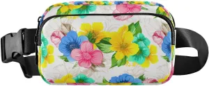 Floral Blossom Foliage Ivory Fanny Packs for Women Girl Crossbody Bags Everywhere Belt Bag with Adjustable Strap Fashion Waist Pack for Travel Running Workout