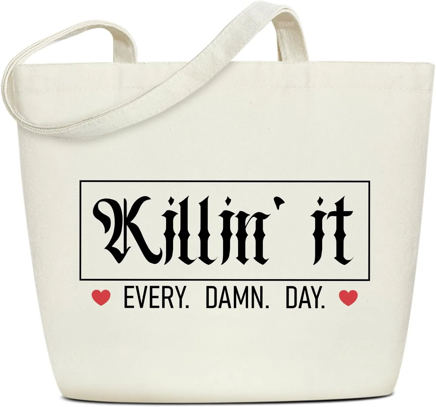 Floral Canvas Tote Bag Handbag For Women - Killin It Inspirational Gifts Book Bag Aesthetic Tote Bag Funny Shoulder Bag Beach Bags for Work Shopping, Grocery Travel Bag Bookish Gifts for Friends -35