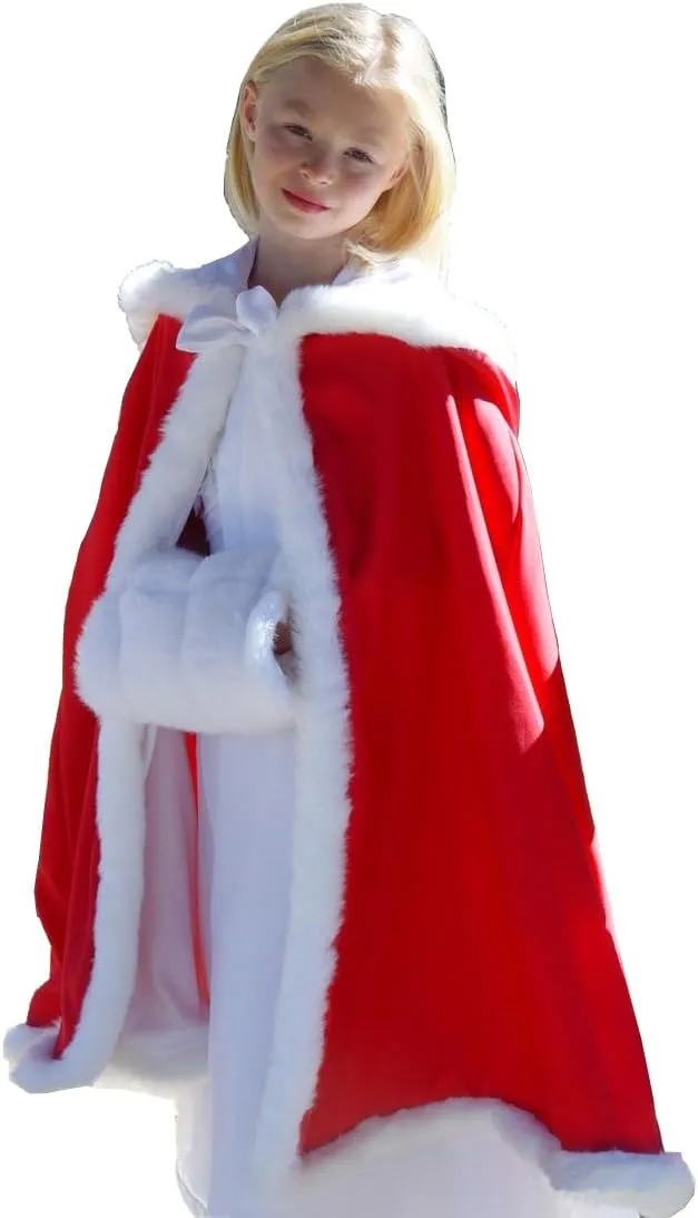 Flower Girl Winter Hooded Cloak Winter Wedding Cap for Kids Party Cape Cristmas Wraps