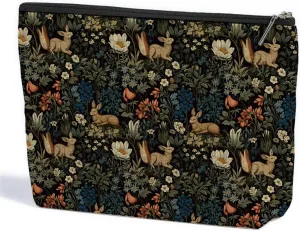 Forest Rabbit Classic Flower Botanical Floral Makeup Bag Toiletry Bag Cosmetic Bag Christmas Boss Day Birthday Thanksgiving Graduation Gifts for Women Girls Sister Coworker Friend Bestie Teacher