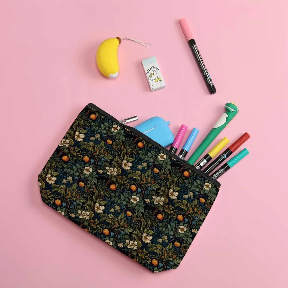 Fruit Classic Flower Botanical Floral Makeup Bag Toiletry Bag Cosmetic Bag Christmas Boss Day Birthday Thanksgiving Graduation Gifts for Women Girls Sister Coworker Bestie Daughter Teacher Friends