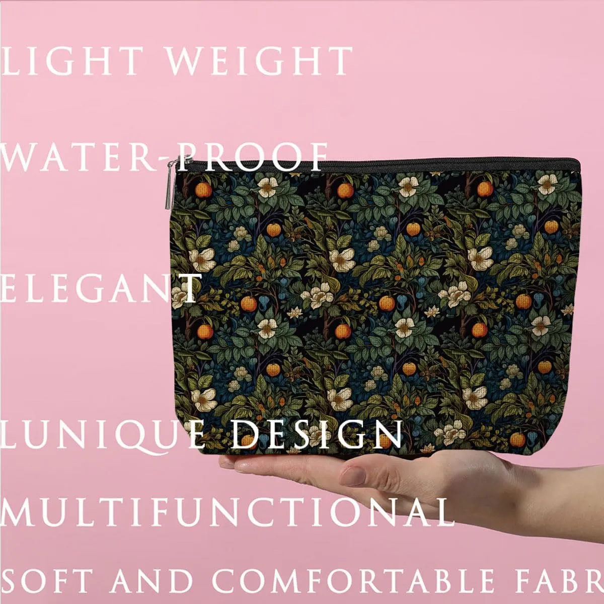 Fruit Classic Flower Botanical Floral Makeup Bag Toiletry Bag Cosmetic Bag Christmas Boss Day Birthday Thanksgiving Graduation Gifts for Women Girls Sister Coworker Bestie Daughter Teacher Friends