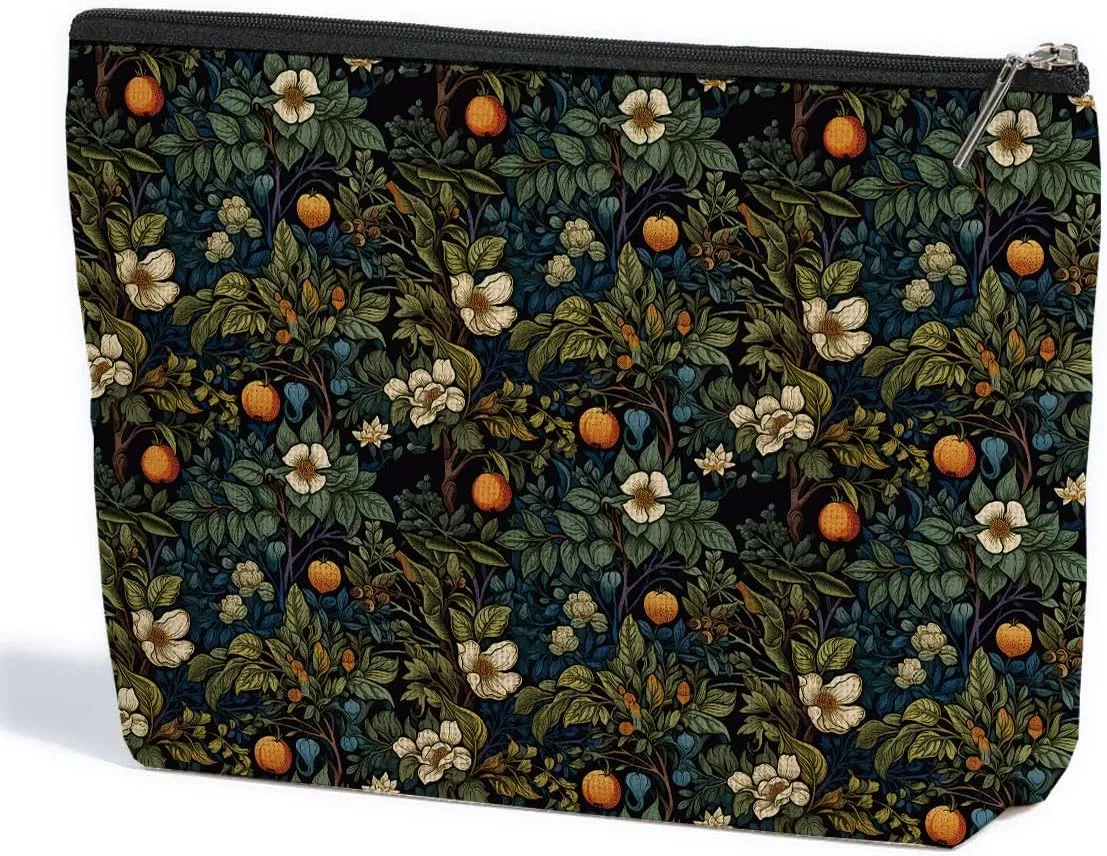 Fruit Classic Flower Botanical Floral Makeup Bag Toiletry Bag Cosmetic Bag Christmas Boss Day Birthday Thanksgiving Graduation Gifts for Women Girls Sister Coworker Bestie Daughter Teacher Friends