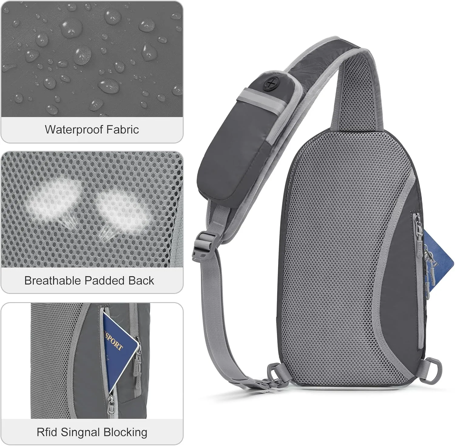 G4Free Sling Bag RFID Blocking Lightweight Crossbody Backpack Chest Shoulder Bag for Travel Sports Running Hiking