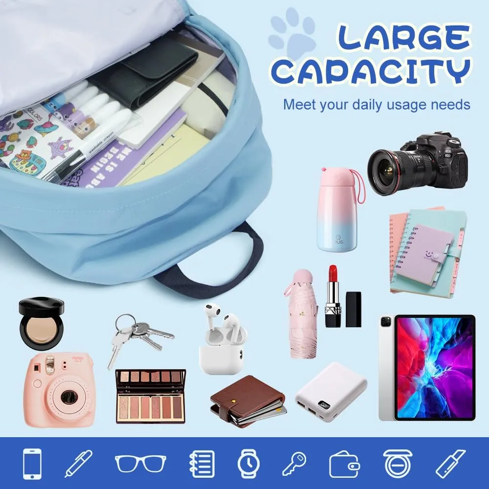 Geerlaqaly leisure backpack, unisex, Hat brim design, lightweight and waterproof, large capacity backpack for tablet computer, with card bag and pendant, daily leisure travel bag,blue