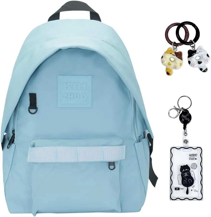 Geerlaqaly leisure backpack, unisex, Hat brim design, lightweight and waterproof, large capacity backpack for tablet computer, with card bag and pendant, daily leisure travel bag,blue