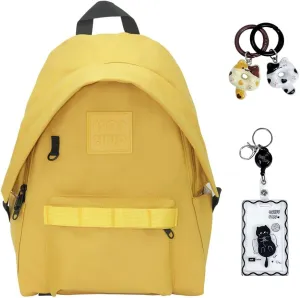 Geerlaqaly leisure backpack, unisex, Hat brim design, lightweight and waterproof, large capacity backpack for tablet computer, with card bag and pendant, daily leisure travel bag,yellow