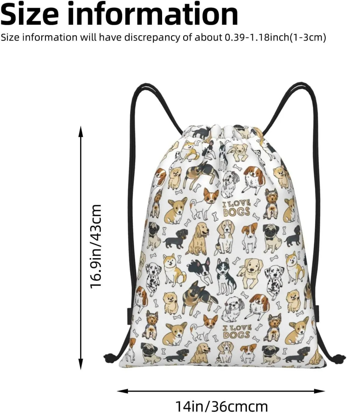 Gianlaima Cute Dogs Puppy Pet Drawstring Bags Backpack Sport Ball Bag Sport Gym Sack Drawstring Bag String Bag Yoga Dance Travel Bag For Men Women