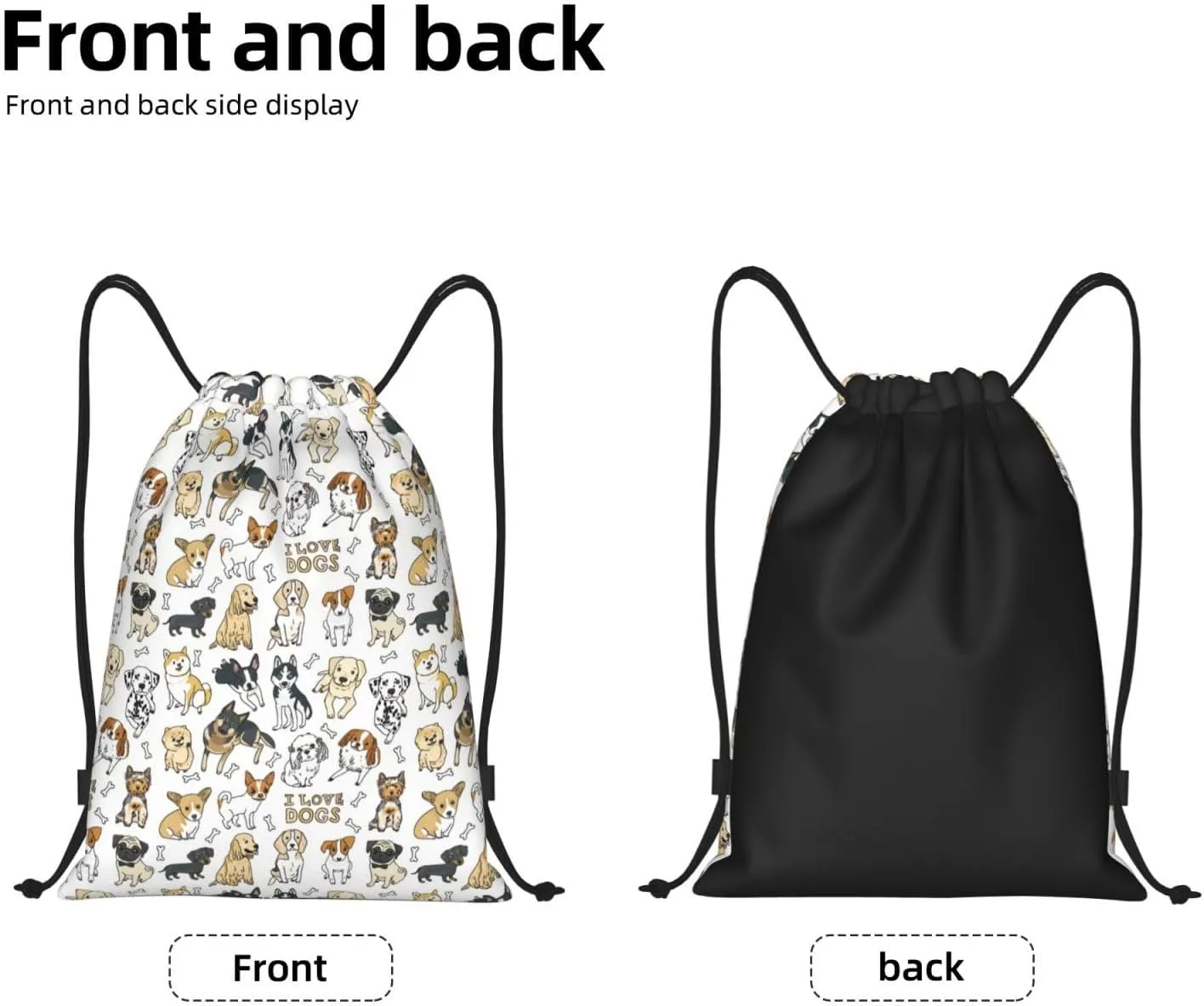 Gianlaima Cute Dogs Puppy Pet Drawstring Bags Backpack Sport Ball Bag Sport Gym Sack Drawstring Bag String Bag Yoga Dance Travel Bag For Men Women