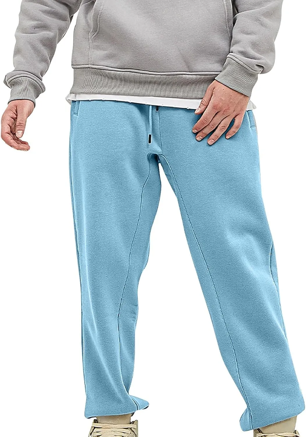 GIERIDUC Men's Casual Joggers Pants Mens White Sweat Pants with Pockets Summer Work Pants for Men Tight Baseball Long Pants