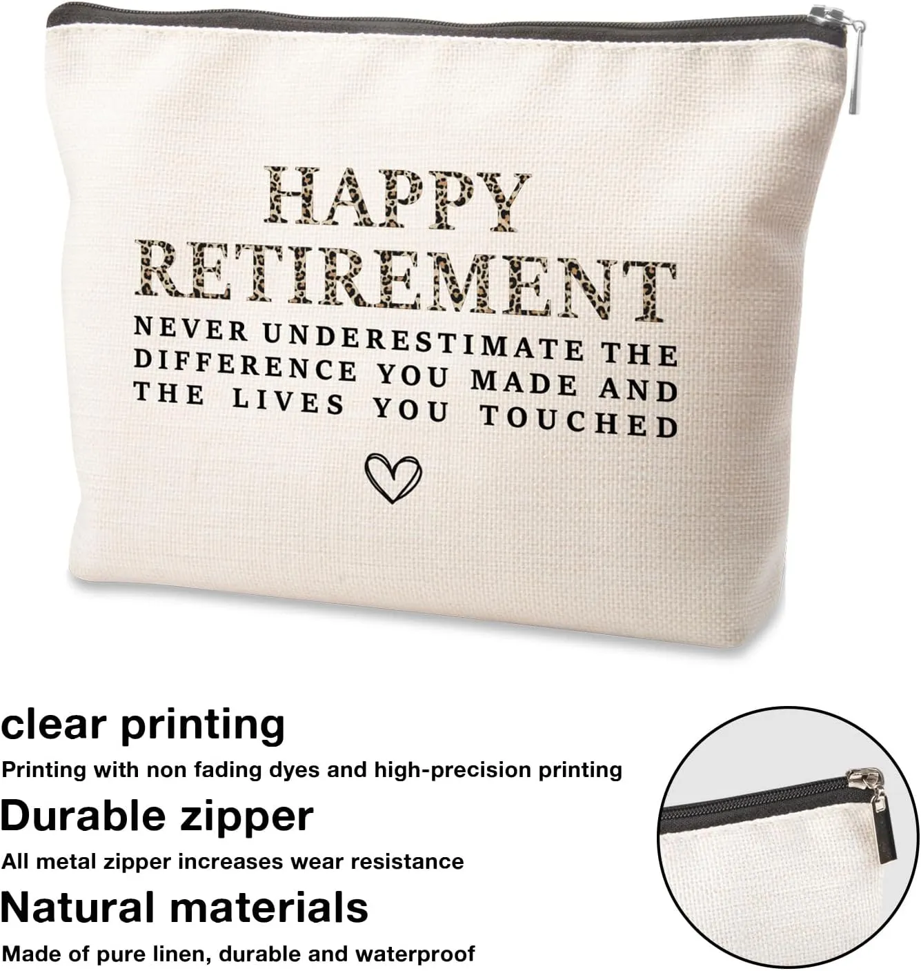 Going Away Gifts for Coworkers - Makeup Bag Happy Retirement Makeup Bag for Women Leader Coworker Grandma Mom Aunt