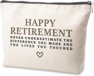 Going Away Gifts for Coworkers - Makeup Bag Happy Retirement Makeup Bag for Women Leader Coworker Grandma Mom Aunt