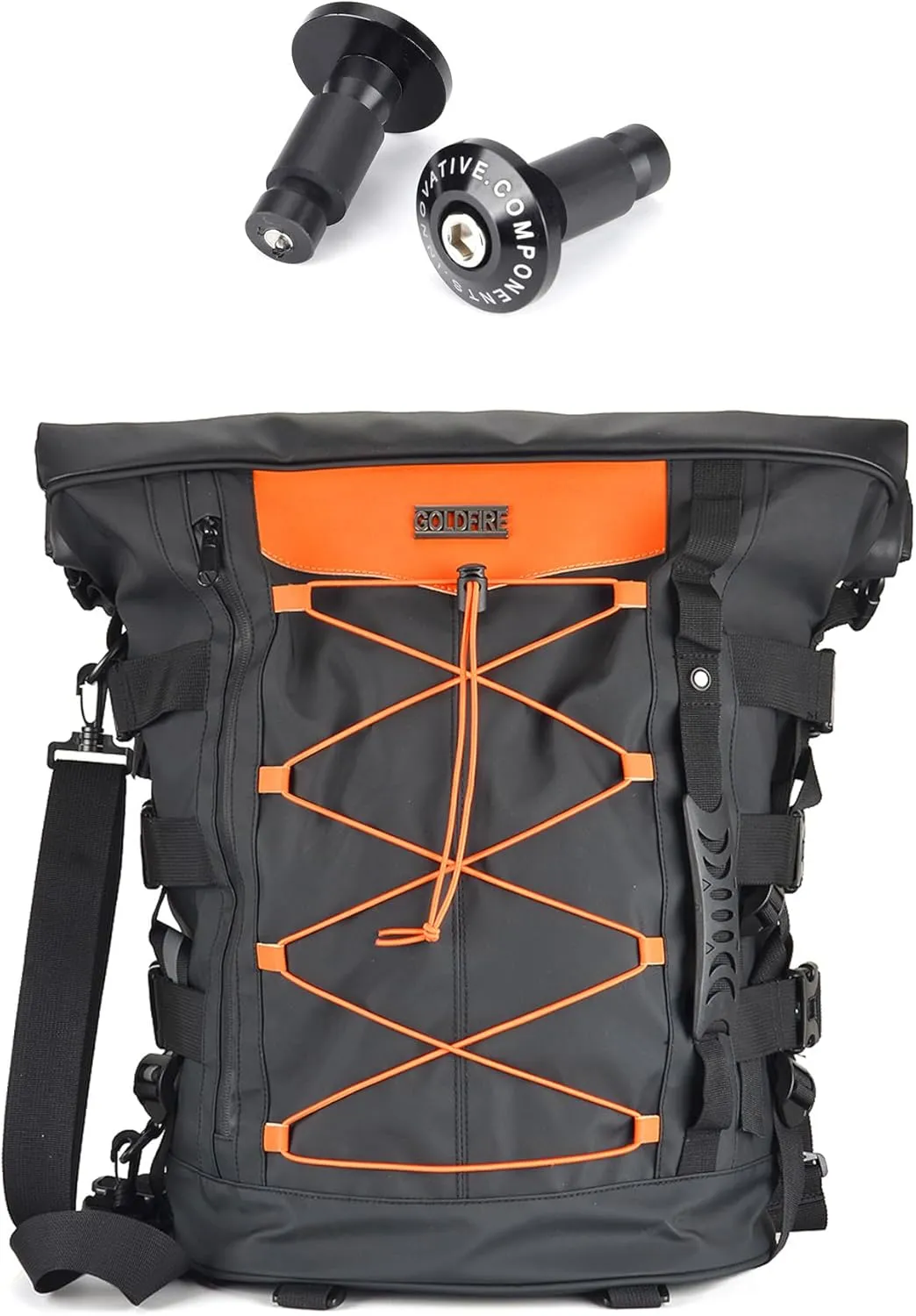 Goldfire Black Style Motorcycle 7/8'' Handle Bar End   Expandable Motorcycle Tail Duffle Bag Motorcycle Gear Backpack with Sissy Bar Straps For Yamaha Kawasaki Dirt Bike Accessories