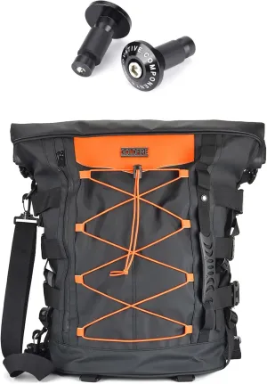 Goldfire Black Style Motorcycle 7/8'' Handle Bar End   Expandable Motorcycle Tail Duffle Bag Motorcycle Gear Backpack with Sissy Bar Straps For Yamaha Kawasaki Dirt Bike Accessories