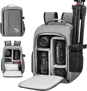Golkcurx Camera Bag for DSLR/SLR CamerasCamera Backpack Waterproof for Photographers Grey S