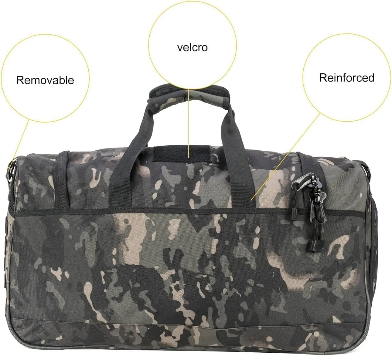 Gym Bag for Women & Men Tactical Duffle Military Weekender Work Out Lightweight Waterproof Sports Tote Shoe Pocket BlackCamo