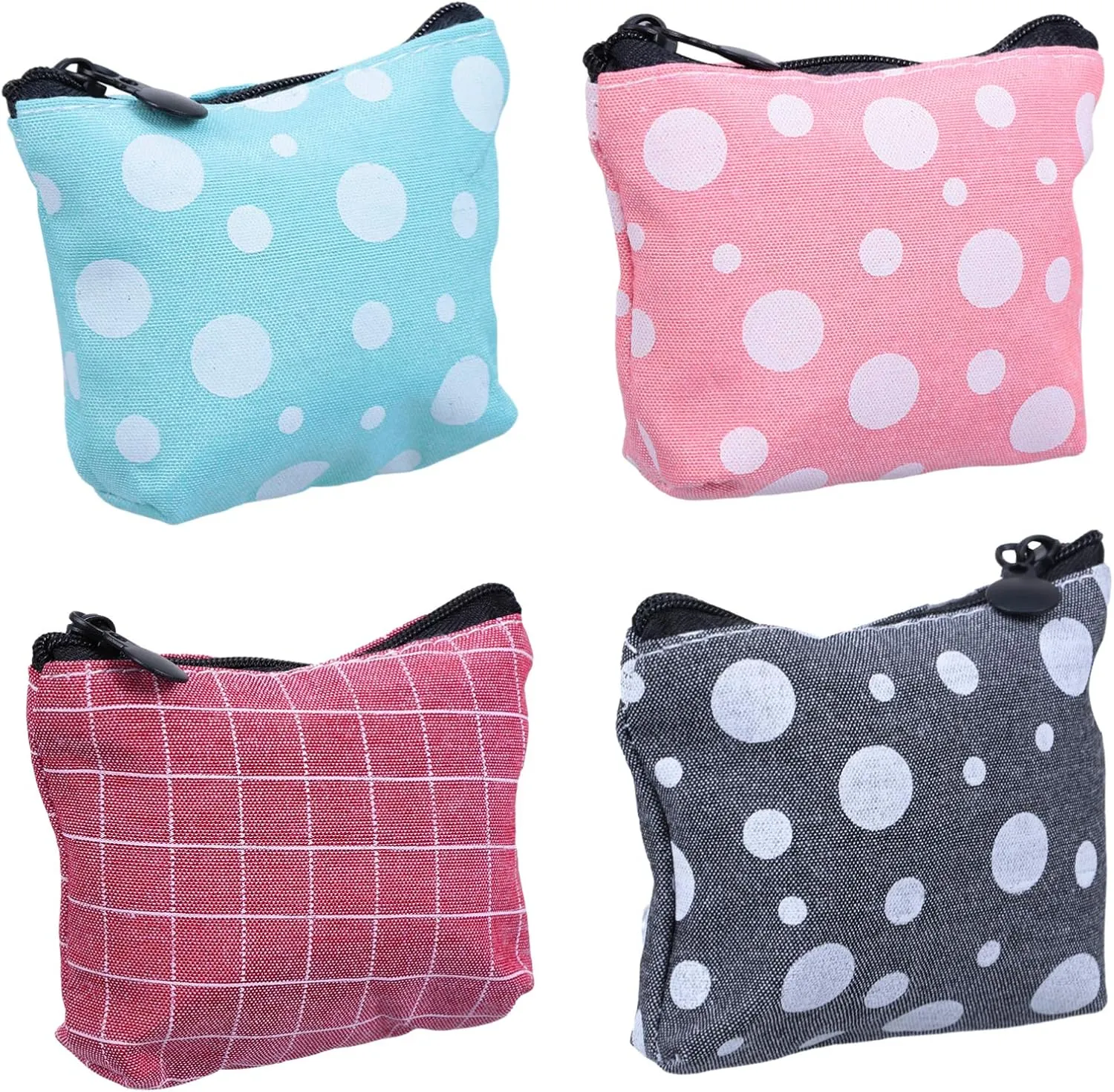 Healifty 4pcs Mini Coin Purse Travel Purse Minimalist Wallet Zip Around for Women Travel Makeup Bag Red for Women Small Toiletry Bag Miss Oxford Cloth Girl Storage Bag